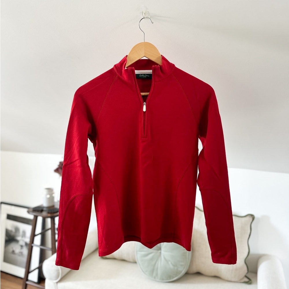 Bobby Jones Red Pima Cotton Quarter-Zip Pullover